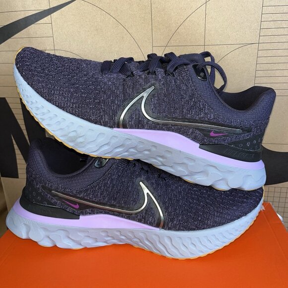 NEW Nike React Infinity Run Flyknit 3 Cave Purple Grey Men’s Size 9.5 DH5392-502 - Picture 1 of 7